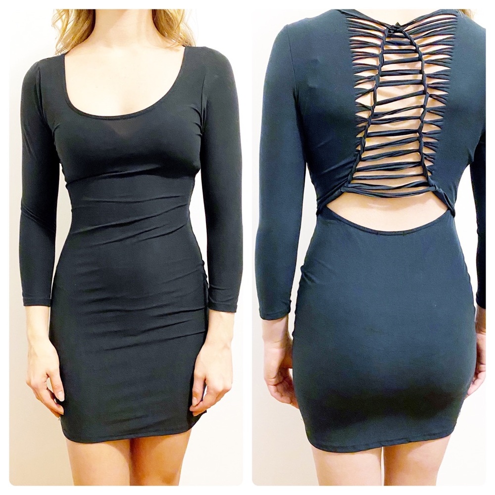 A’Gaci Bodycon Mini Dress in Soft Black